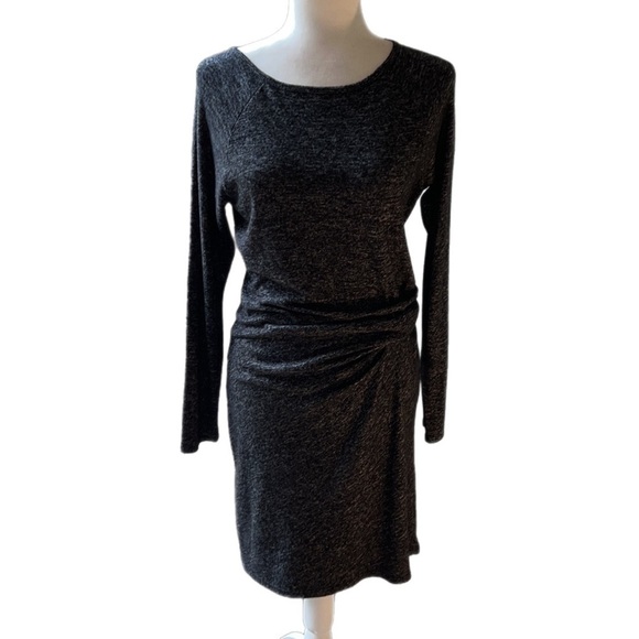 Athleta Solitude Raglan Sleeve Charcoal Black Stretchy Travel  Dress S - Picture 3 of 9